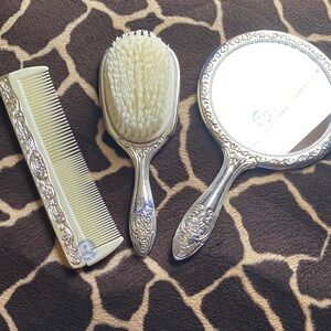 Vintage 80’s  Silver Plated Vanity Set